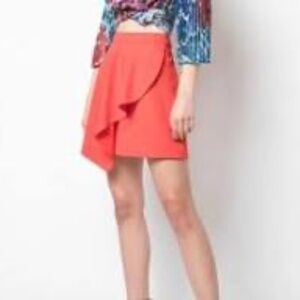 Alice + Olivia asymmetrical skirt size 8 orange ruffle mini short